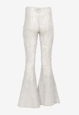 Charo Ruiz Elys Embroidered Flared Pants Ivory 248502IVORY