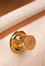 Mini Herbag Zip Retourne 20 in Ecru and Beige H Viking Canvas and Fauve Hunter with Gold Hardware