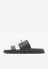 Hermès Jackson Sandals in Black Epsom with Palladium Kelly Buckle