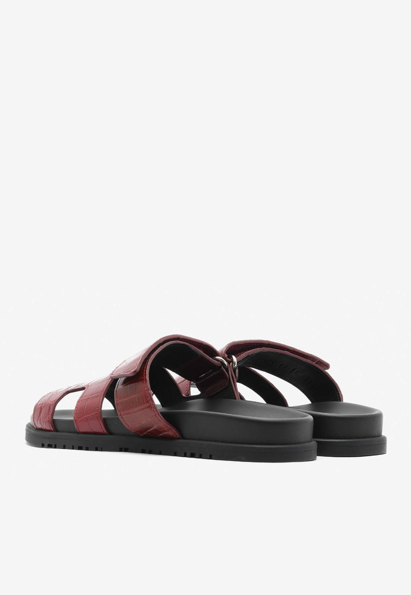 Hermès Chypre Sandals in Rouge Vif Shiny Nilo Crocodile