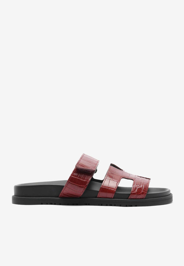 Hermès Chypre Sandals in Rouge Vif Shiny Nilo Crocodile