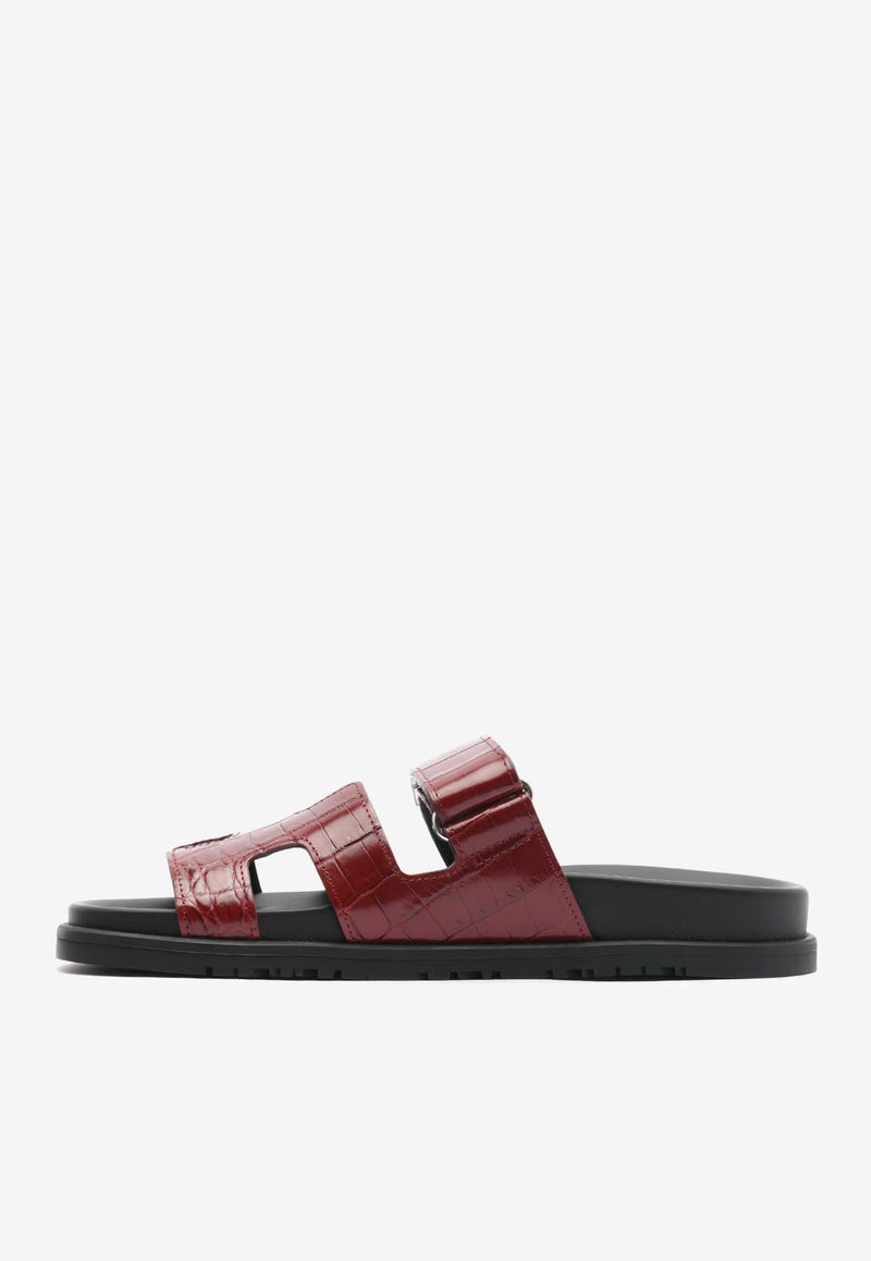 Hermès Chypre Sandals in Rouge Vif Shiny Nilo Crocodile