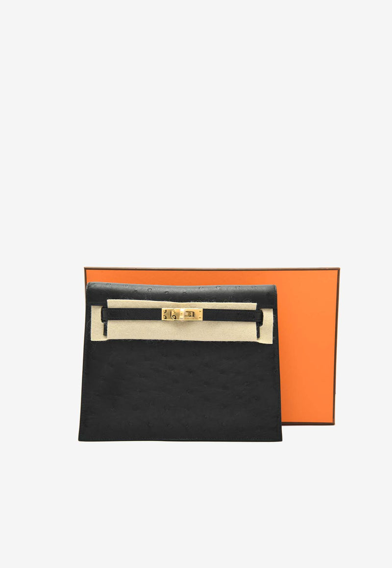 Hermès Kelly Danse in Black Ostrich Leather with Gold Hardware