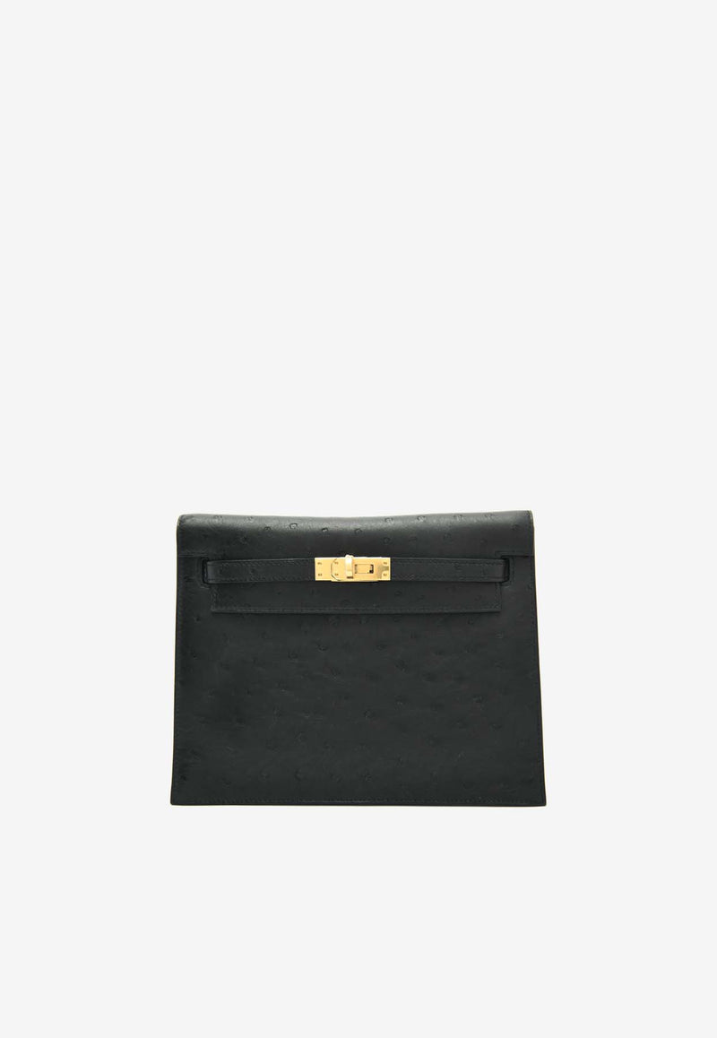 Hermès Kelly Danse in Black Ostrich Leather with Gold Hardware