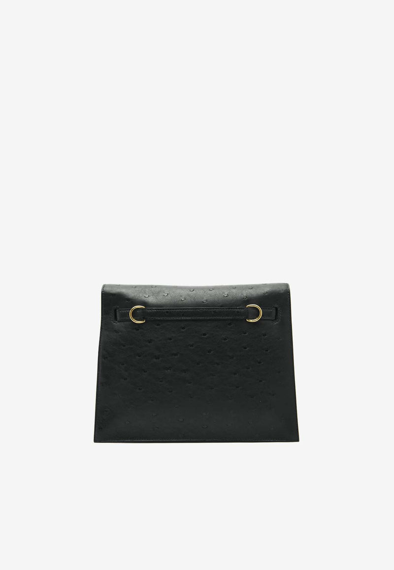 Hermès Kelly Danse in Black Ostrich Leather with Gold Hardware