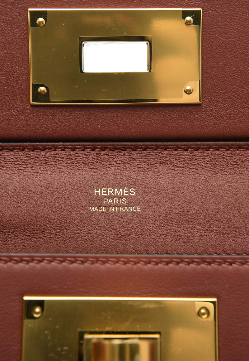 Hermès 24/24 21 in Rouge H Evercolor and Swift Leather with Gold Hardware