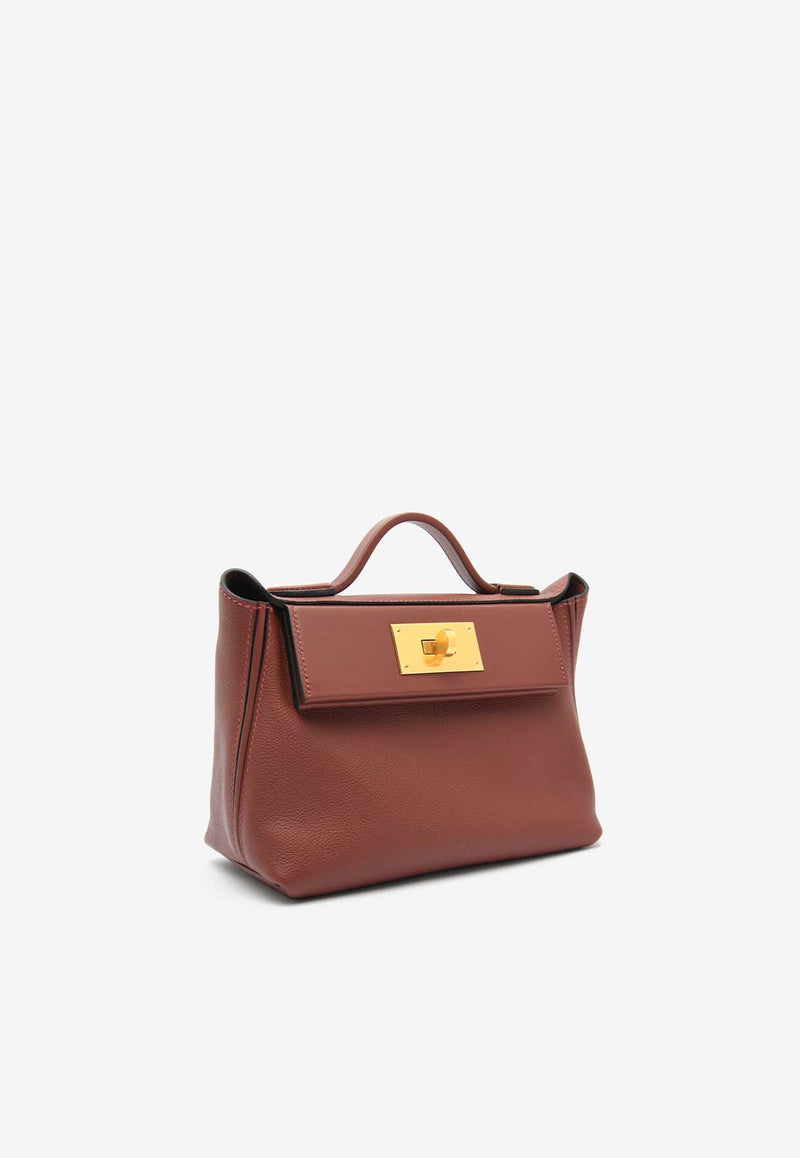 Hermès 24/24 21 in Rouge H Evercolor and Swift Leather with Gold Hardware