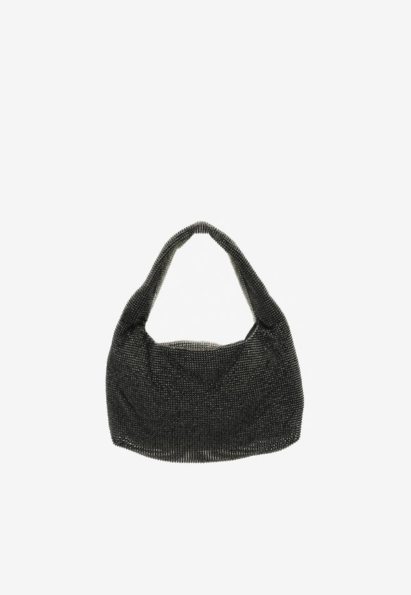 Kara Mini Two-Tone Crystal Mesh Shoulder Bag HB320-9035- WHITE / BLACKBLACK/WHITE