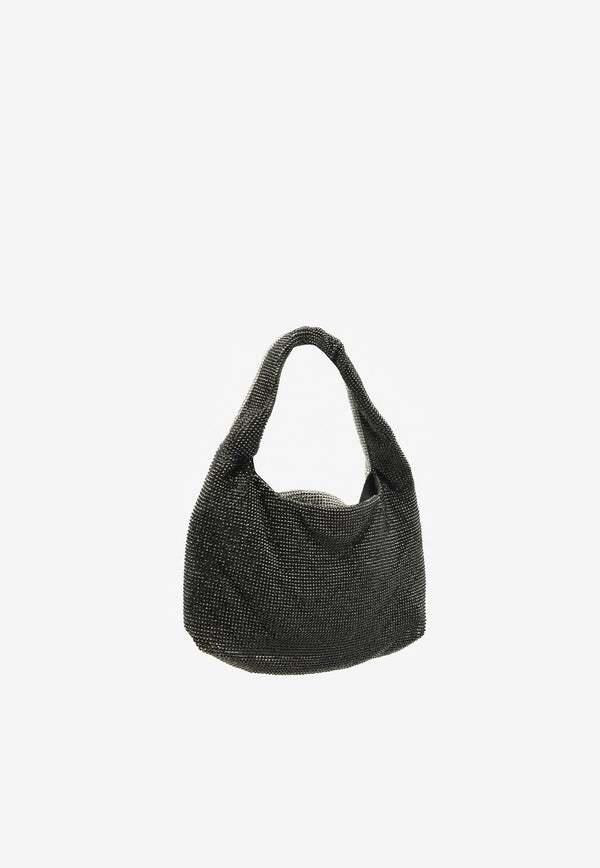 Kara Mini Two-Tone Crystal Mesh Shoulder Bag HB320-9035- WHITE / BLACKBLACK/WHITE