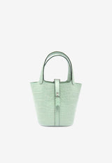 Hermès Micro Picotin Lock 14 in Vert d'Eau Matte Alligator with Palladium Hardware