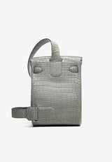 Hac A Dos PM Backpack in Gris Ciment Alligator Mississippiensis Leather with Palladium Hardware