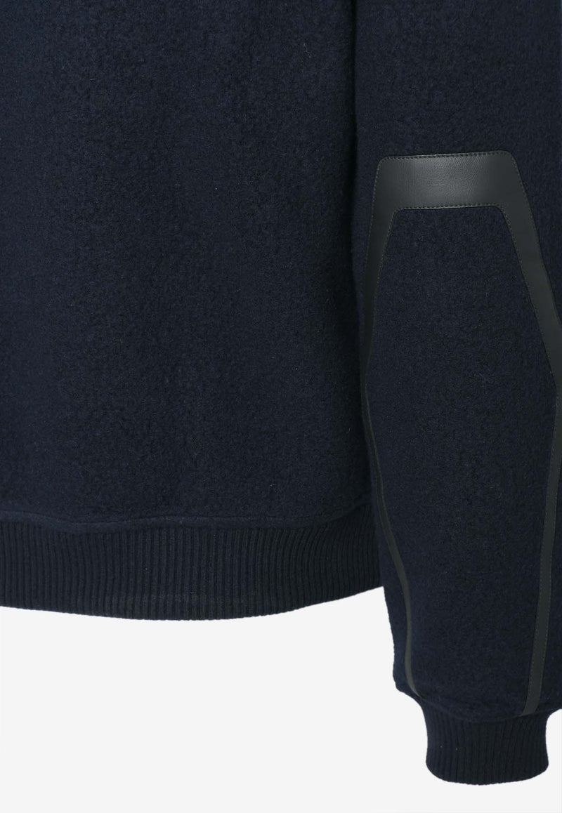 Zipped Sweater with Leather Details