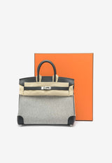 Hermès Birkin Quadrille 25 in Black Swift Leather and Ecru, Beige Toile with Palladium Hardware