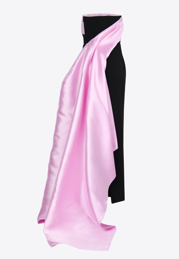 Solace London Kinsley Strapless Crepe Long Dress OS29055BLACK MULTI