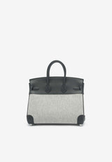 Hermès Birkin Quadrille 25 in Black Swift Leather and Ecru, Beige Toile with Palladium Hardware