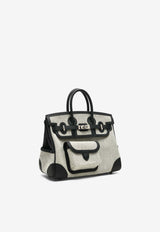 Birkin 25 Cargo in Ecru and Black Swift with Palladium Hardware