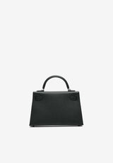 Mini Kelly II Sellier Top Handle Bag in Black Epsom with Palladium Hardware