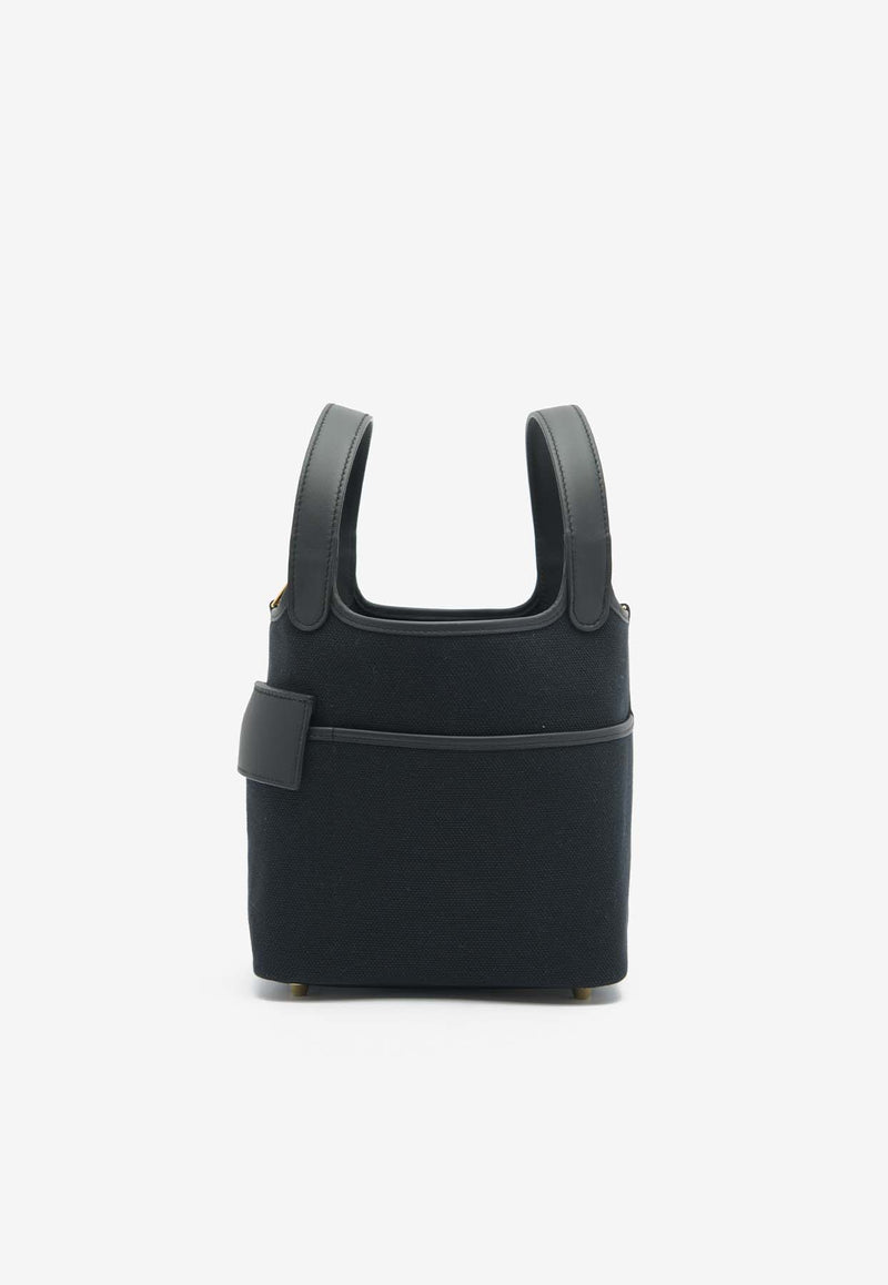 Hermès Picotin Cargo 18 in Black Goeland Canvas and Swift with Gold Hardware