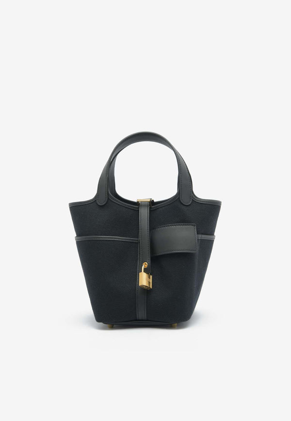 Hermès Picotin Cargo 18 in Black Goeland Canvas and Swift with Gold Hardware