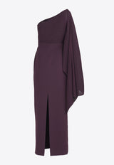 Solace London Lillia One-Shoulder Plisse Maxi Dress OS38035MAROON