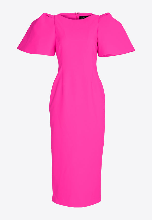 Solace London Lora Midi Cady Dress OS36025FUCHSIA