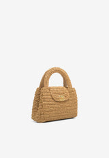 Mini Braided Raffia Top Handle Bag