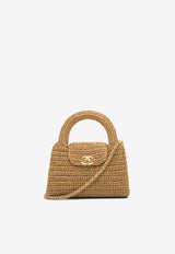 Mini Braided Raffia Top Handle Bag