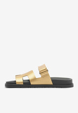 Hermès Chypre Sandals in Doré Grained Goatskin Doré