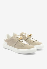 Hermès Day Permabrass Kelly Buckle Sneakers in Suede Beige Esquisse