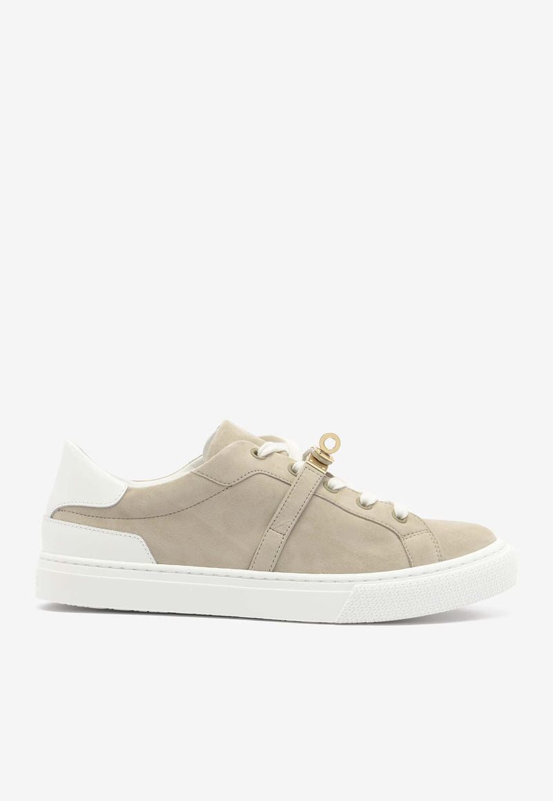 Hermès Day Permabrass Kelly Buckle Sneakers in Suede Beige Esquisse