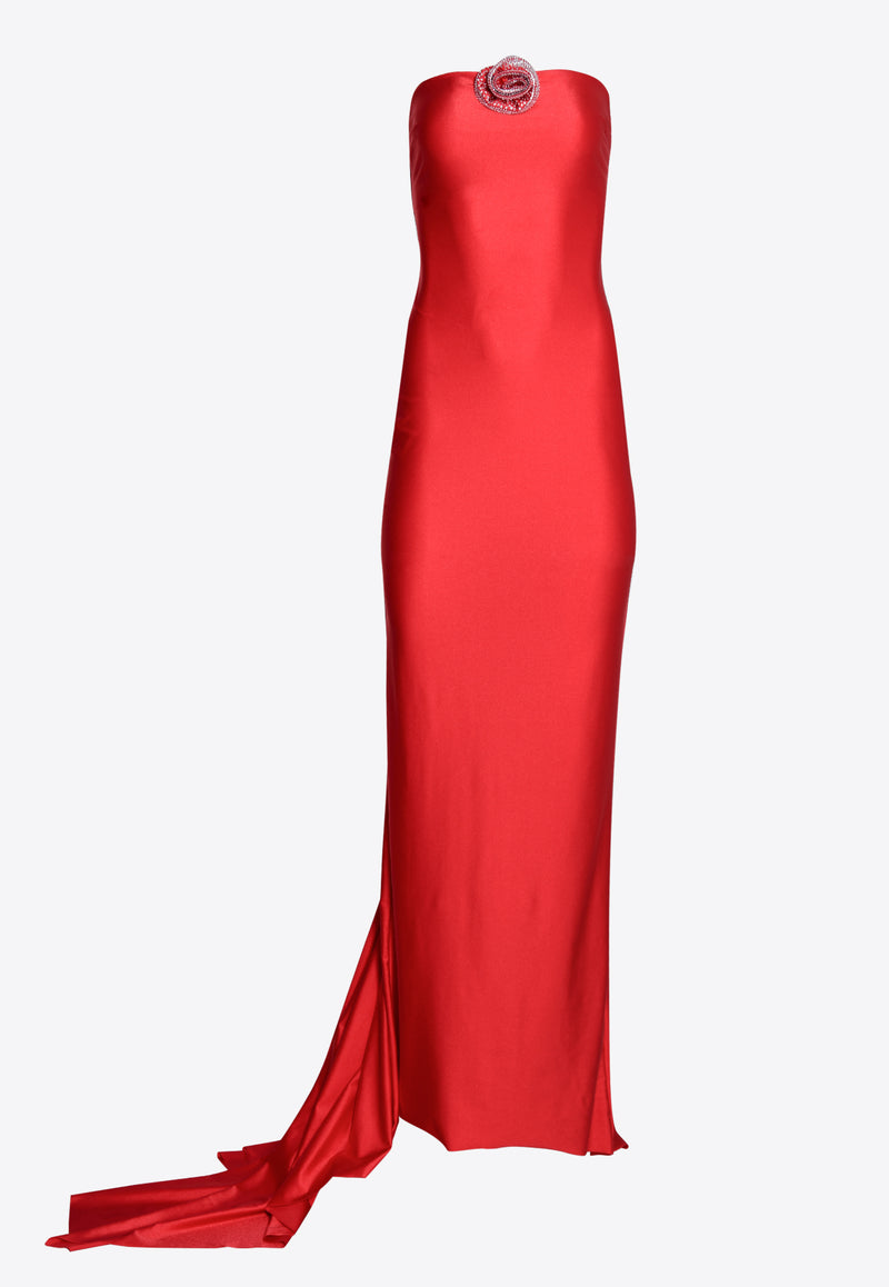 Guiseppe Di Morabito Strapless Floral Pin Gown PF23092LD-F-228RED