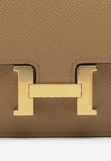 Constance Slim Wallet in Biscuit Epsom with Gold Hardware