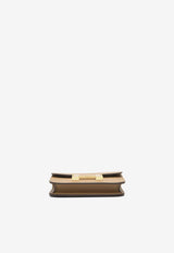 Constance Slim Wallet in Biscuit Epsom with Gold Hardware