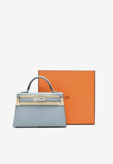 Mini Kelly Sellier 20 in Bleu Glacier Epsom with Palladium Hardware