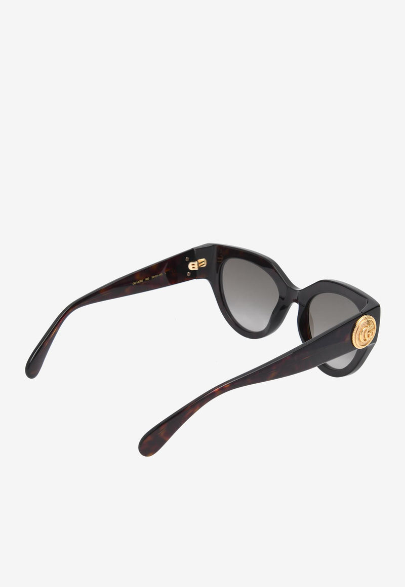Gucci Double G Logo Cat-Eye Sunglasses GG1408SBROWN MULTI
