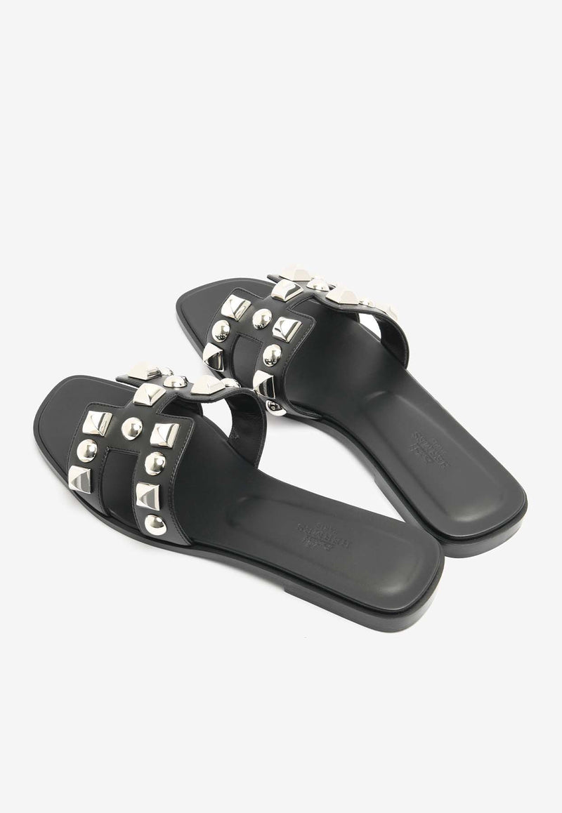 Hermès Oran H Cut-Out Sandals in Calfskin and Medor Studs