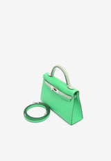 Hermès Mini Kelly 20 Sellier Touch in Vert Comics Madame and Vert d'Eau Matte Alligator with Palladium Hardware