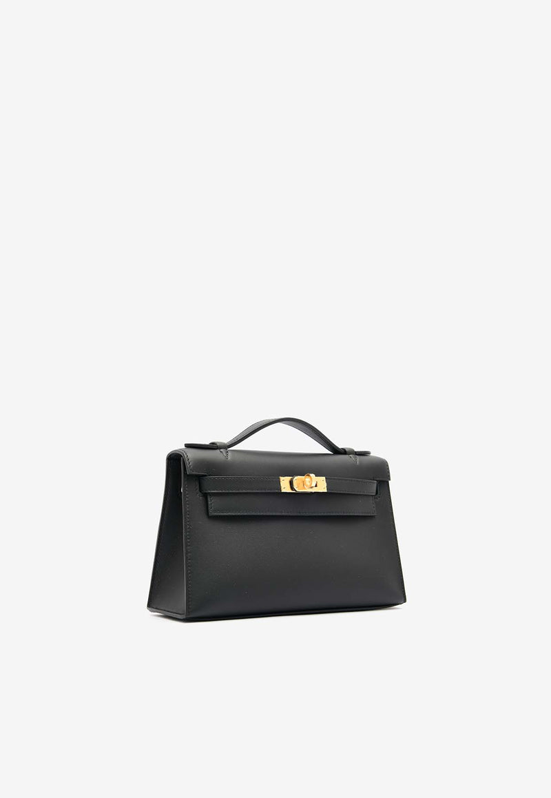 Hermès Kelly Pochette Clutch Bag in Black Swift Leather with Gold Hardware