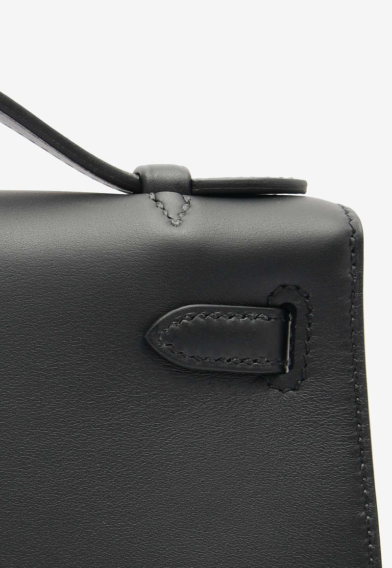 Hermès Kelly Pochette Clutch Bag in Black Swift Leather with Gold Hardware