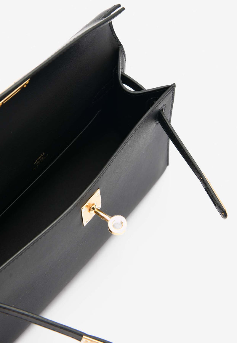 Hermès Kelly Pochette Clutch Bag in Black Swift Leather with Gold Hardware