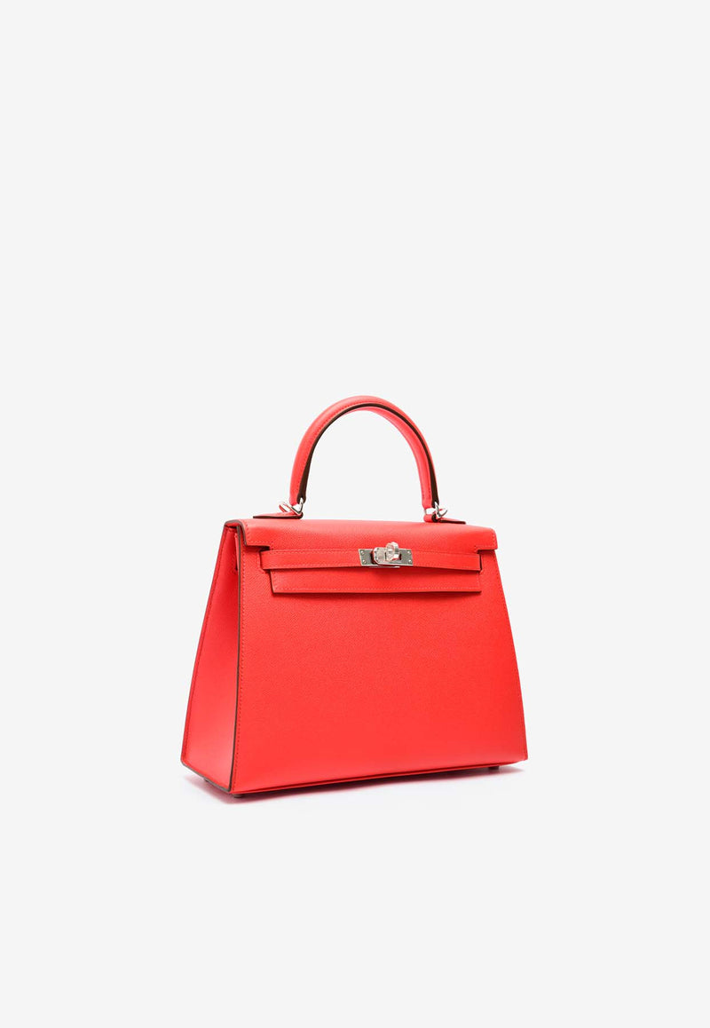 Hermès Kelly 25 Sellier in Rouge de Coeur Madame Leather with Palladium Hardware