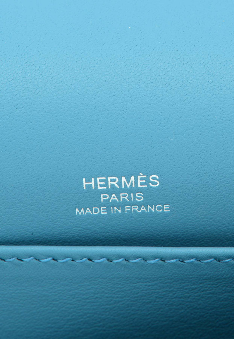 Hermès Geta Shoulder Bag in New Bleu Jean Chevre Mysore with Palladium Hardware