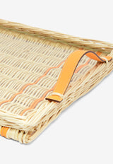 Hermès Oseraie Rectangular Tray PM in Wicker and Jaune d'Or Swift