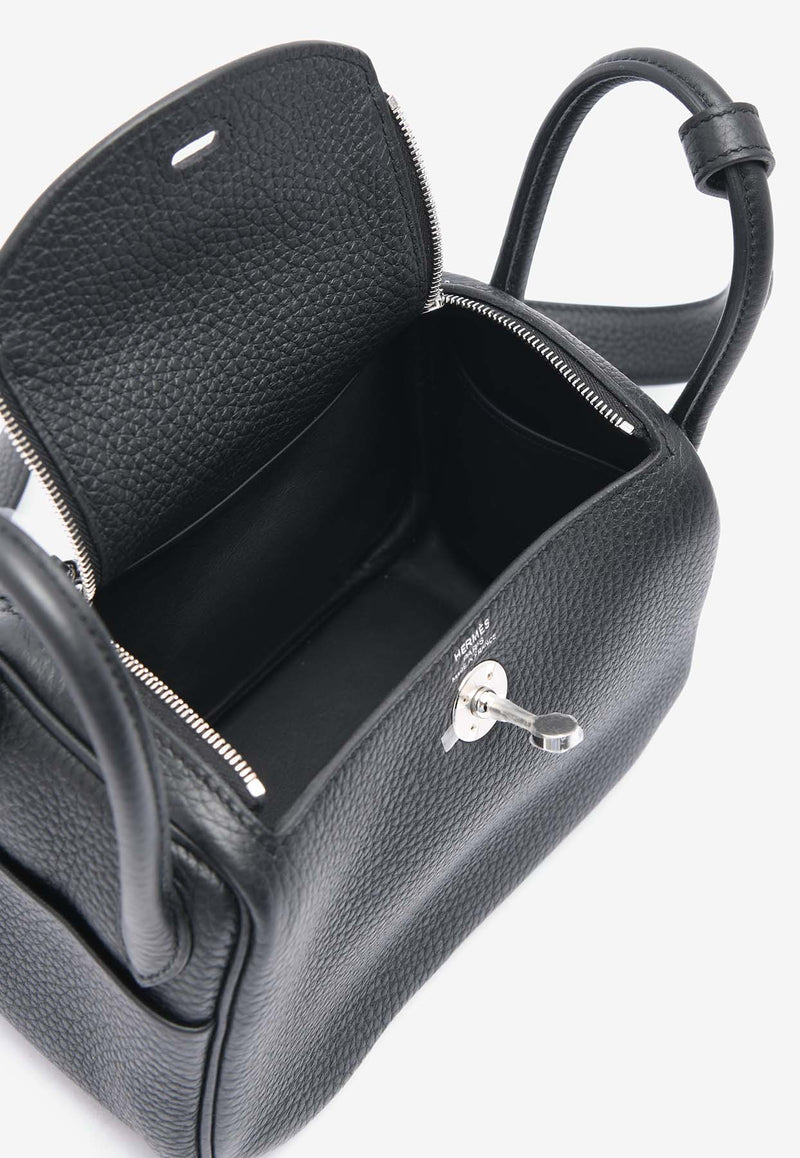 Hermès Mini Lindy 20 II in Black Clemence Leather with Palladium Hardware