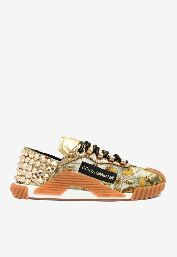 Animal Print Sneakers with Crystal Embellishment