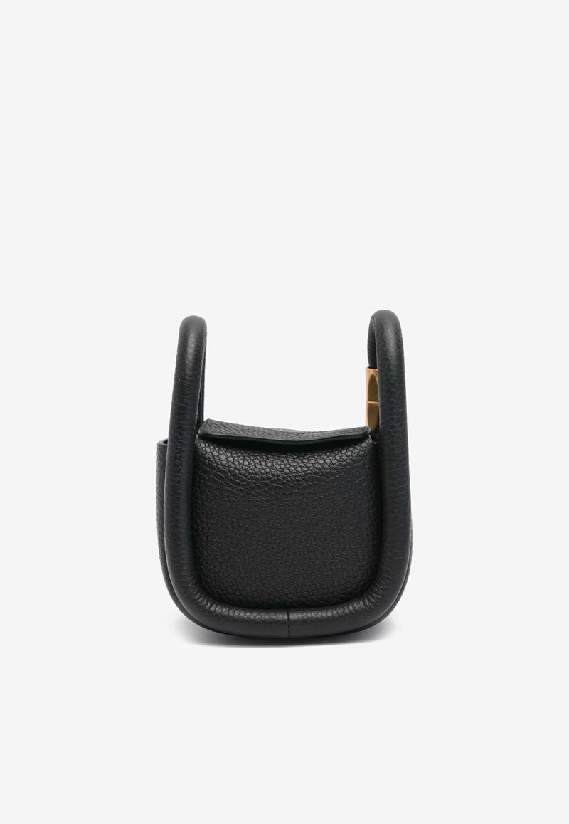 BOYY Wonton Charm Pebbled Leather Top Handle Bag Black COREWONCHBLACK