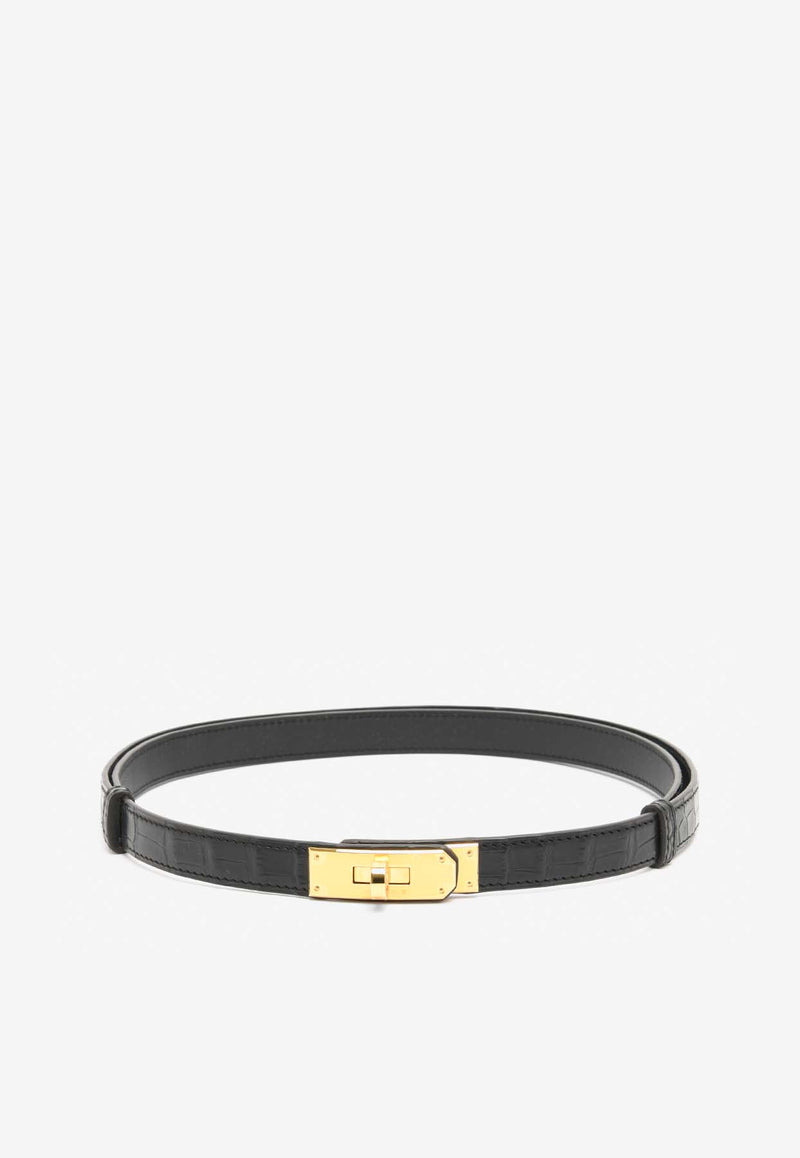 Hermès Kelly 18 Belt in Black Matte Alligator Leather with Gold Buckle