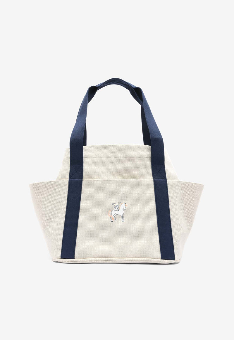 Hermès Baby Cabriole Nappy Bag in Gris Perle H Canvas and Printed Cotton