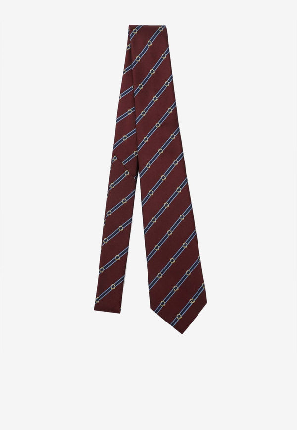 Gucci Logo Print Silk Tie Burgundy 8485444E009/R_GUC-6169