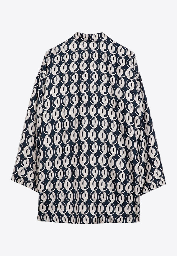 Max Mara Timeless Printed Reversible Long-Sleeved Silk Shirt Blue TIMESHIRTVI/P_MAXT-004